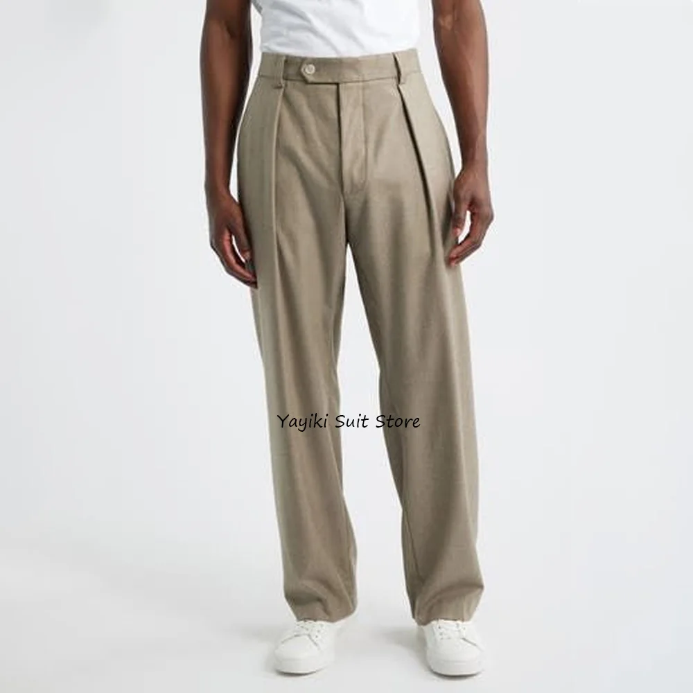 

Straight Leg Pants for Man Trousers Polyester Men's Tailoring Pants Solid Color Business Casual Work Trouser Classic Clothing