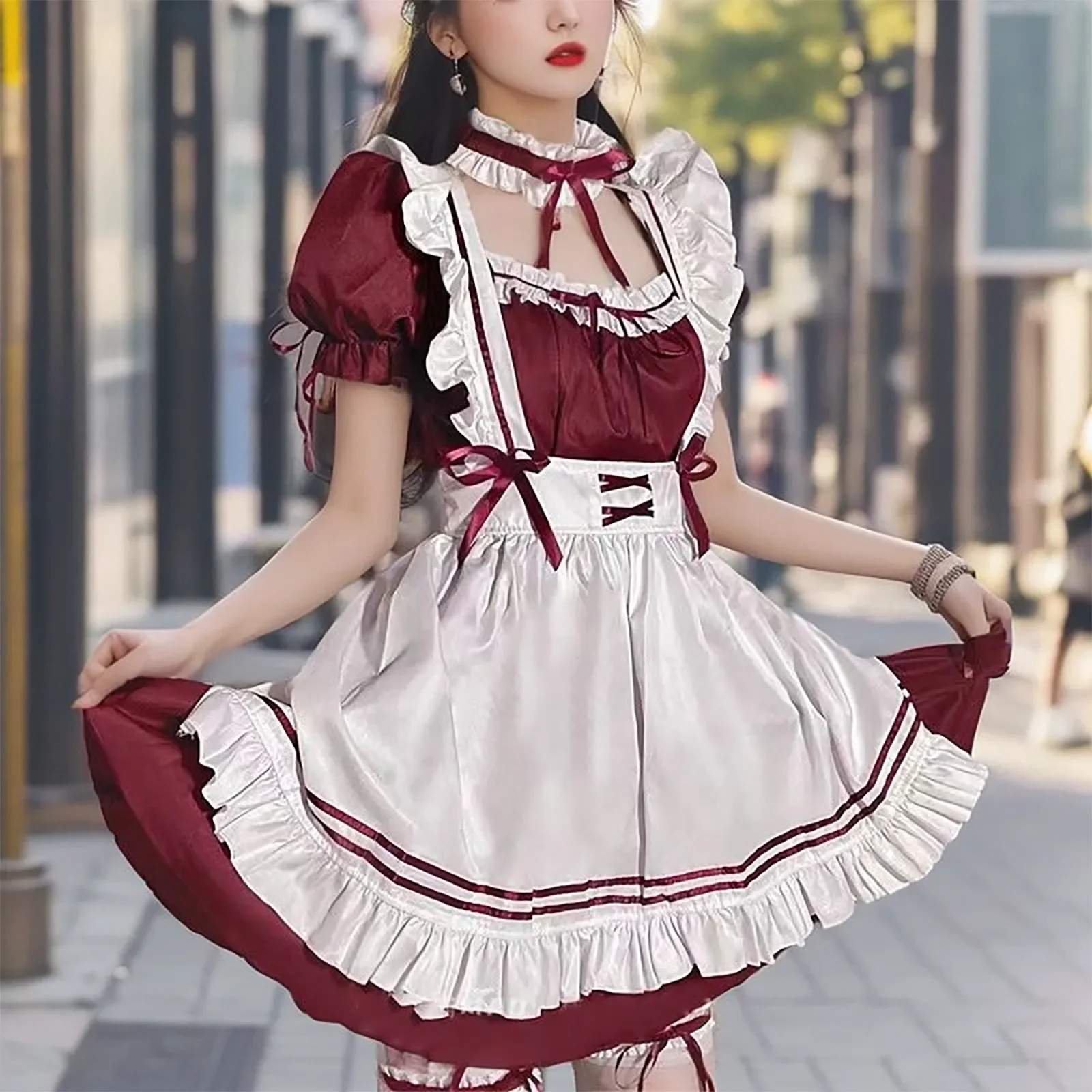 

2023 Black Cute Lolita Maid Costumes Girls Women Lovely Maid Cosplay Costume Animation Show Japanese Outfit Dress Clothes