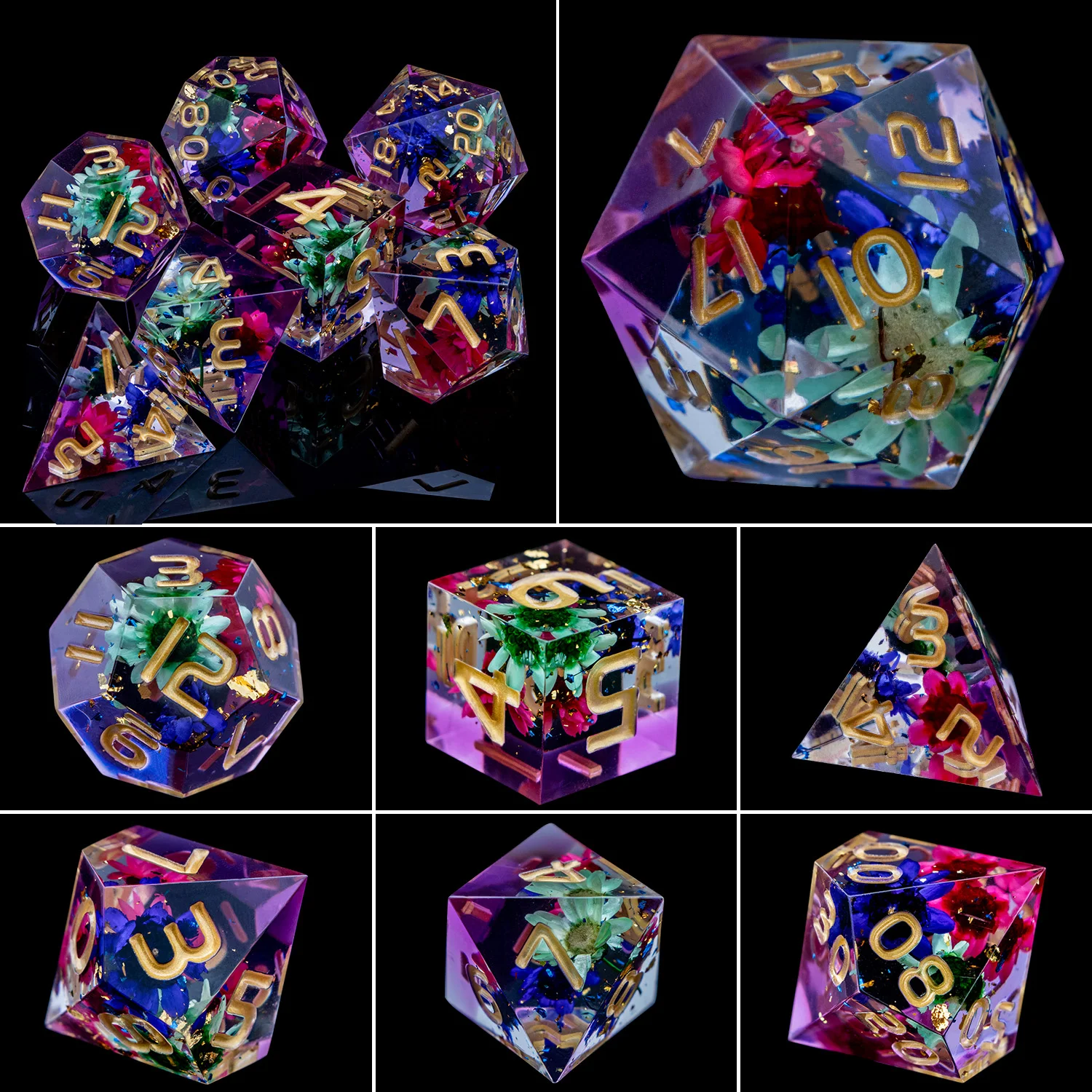 Dnd Sharp Edge Handmade D20 RPG Polyhedral D and D Resin Dice Set For Dungeon and Dragon Pathfinder Tabletop Role Playing Game