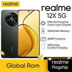 Realme-teléfono inteligente 5G 12X, Original, libre, Global ROM, pantalla de 120Hz, cámara de 50MP, 5000mAh, octa-core, Multi-idioma