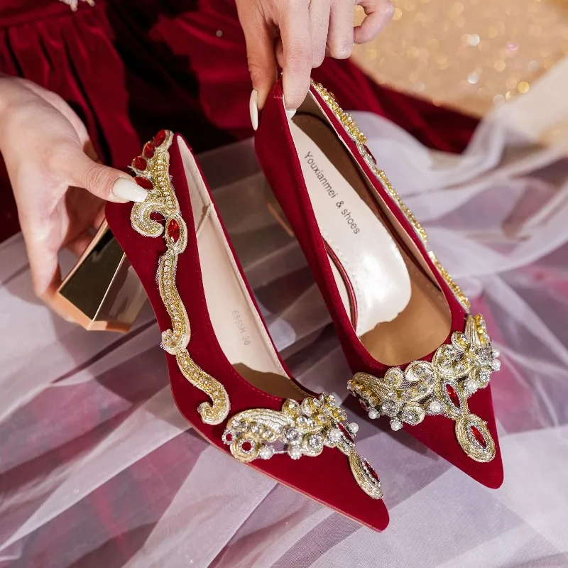 

Высококачественные женские туфли-лодочки и туфли на каблуке 6,5 см, роскошные свадебные туфли со стразами для женщин, модные женские туфли на толстом каблуке Tacones