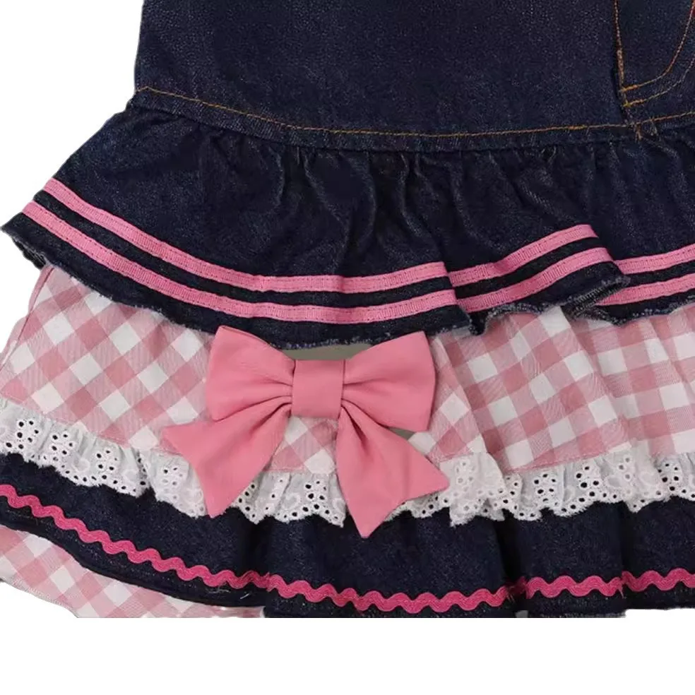 Preppy Style Lolita Kawaii Skirts Japanese Sweet Mini Women Harajuku Cute Ball Gown Denim Skater Y2K High Waist Lace Cake Skirts