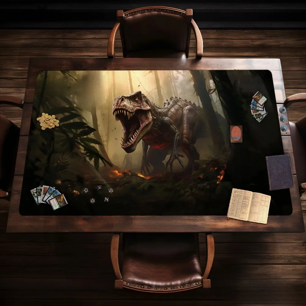 Dinosaur Playmat/Desk Mat, tcg card/board game dnd battle zones, stitched large custom giant Deskmat/Mouse pad desk accessories