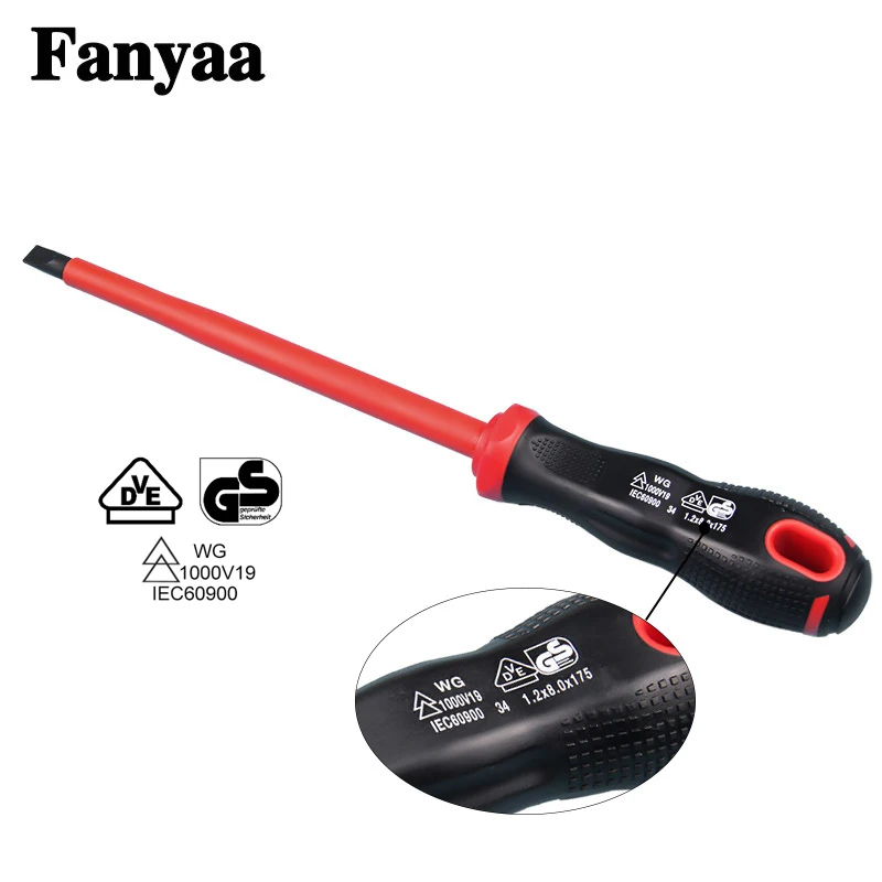 Fanyaa VDE Insulated Electricians Screwdriver, Slotted, Phillips Individual, 1000V Screw Driver Bits Hand Tool