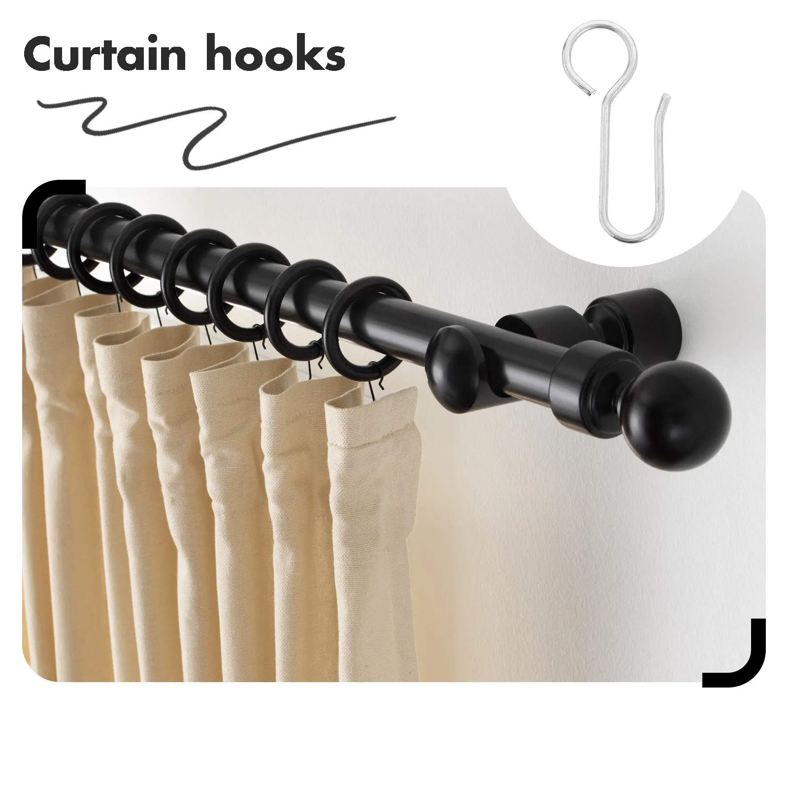 30Pcs S-Shaped Metal Curtain Track Hooks for Smooth Sliding Drapery Home Office Rv Hotel Decor Heavy-Duty Small Curtain Slider