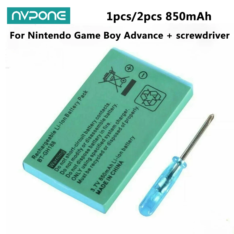 1pcs/2pcs For GBA SP Battery Rechargeable battery Lithium-ion Battery Pack For Nintendo Game Boy Advance + tool