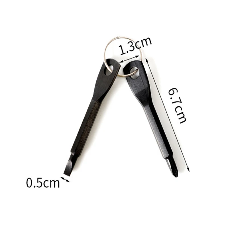 2pcs Portable Phillips & Slotted Screwdriver Key Ring Set Multi-Functional Mini Pocket Repair Tool Gadget for Camping Accessorie