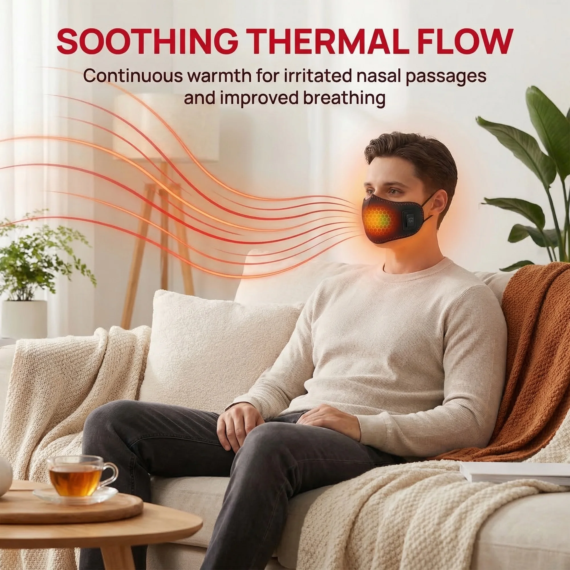 Winter Heating Nose Pads 3 Gears Timing Warmer Resistant Heating Nose Covers Snoring Allergic Prevention Relax Respiration
