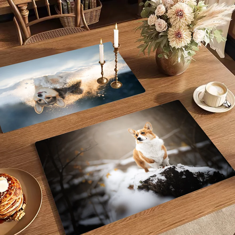 Dog Corgi Kitchen Tableware Dish Drying Mats Desk Drain Pad Heat Resistant Counter Top Mat Non-slip Draining Placemat