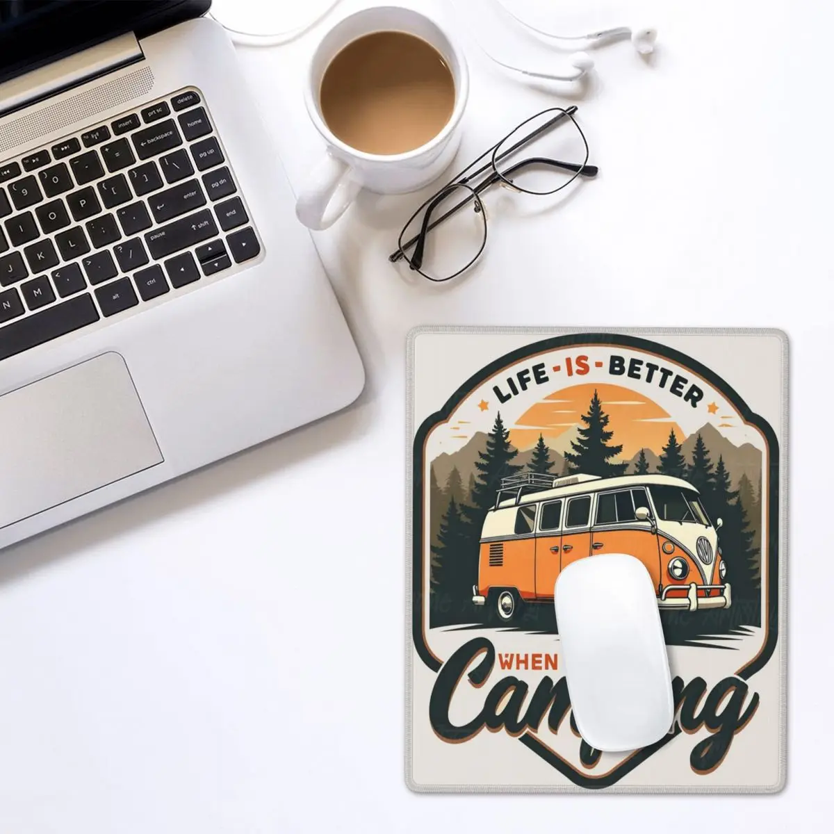 CamperVan Happy Camper Mouse Pad Gamer PC Laptop Mats Keyboard Computer Gaming Office Accessories Desk Mat