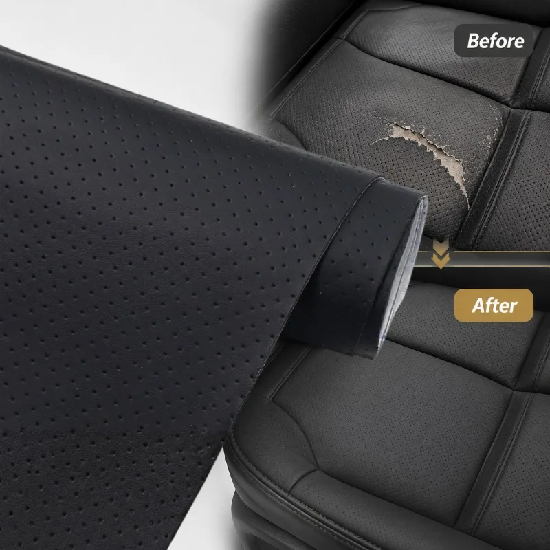 Self-Adhesive Perforated Leather Repair Patch, Breathable Strong Sticky Faux Leather Sheet for Car Seat Sofa Furniture Repair