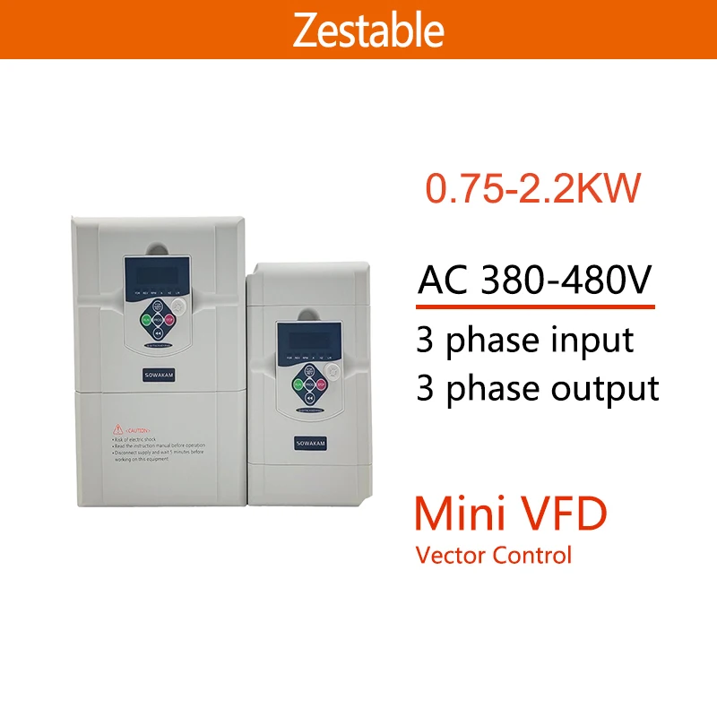 

VFD ZA200G3 0.75/1.5/2.2KW 1/2/3HP 380V 3 Phase Variable Frequency Drive Converter Variator for Motor Speed Controller Inverter