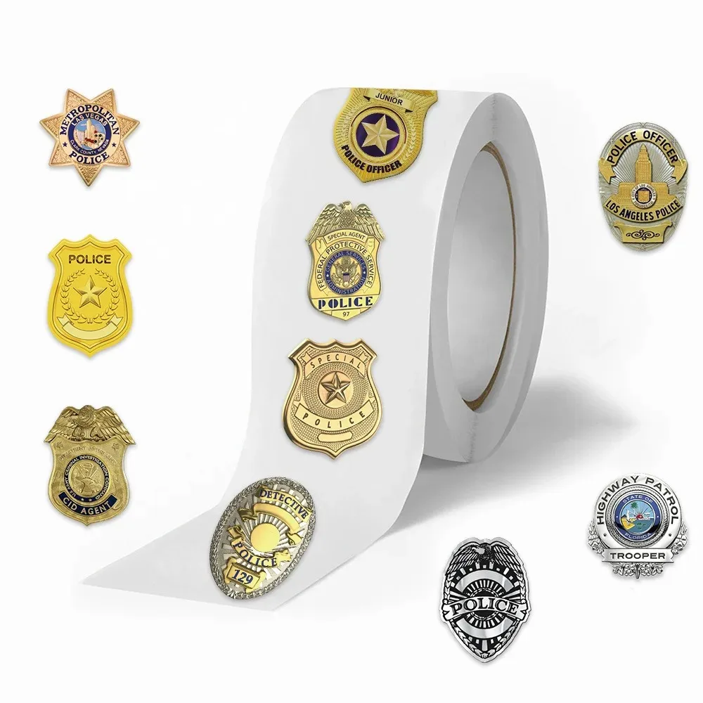 500 шт./рулон, креативный имитационный полицейский значок, граффити, наклейки, памятная брошь, наклейки, декоративные чехлы для телефонов, велосипедные чашки