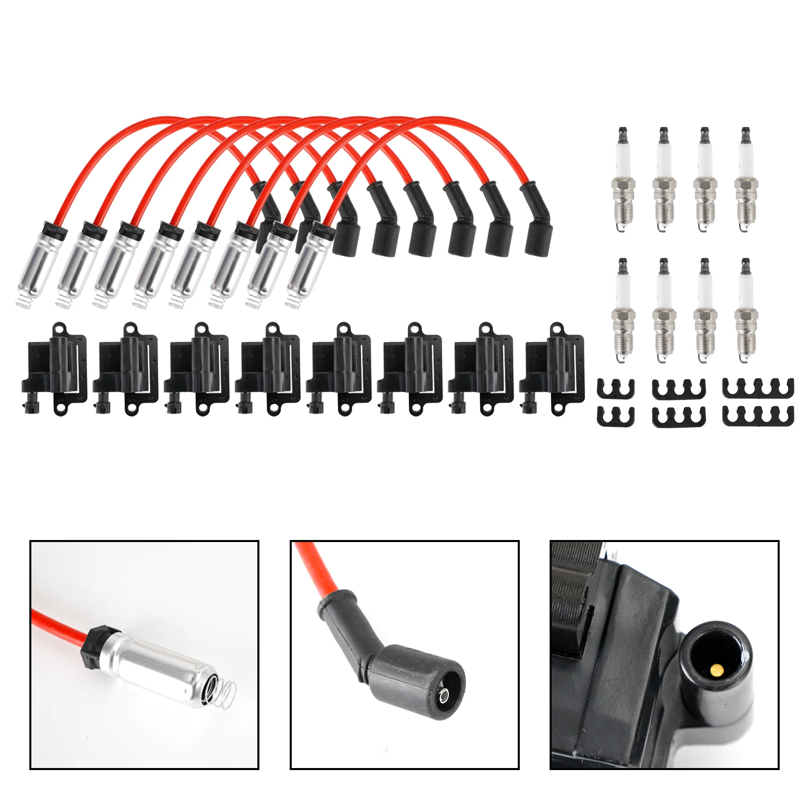 Artudatech 8 Pack Square Ignition Coil & Spark Plug Wire For Chevy GMC 4.8L 5.3L 6.0L 8.1L Car Accessories