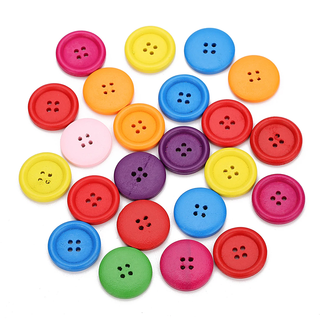 50Pcs/Lot Colorful Wooden Buttons Decorative Sewing Button For DIY Crafts Materials Apparel Sewing Accessories Ornament Supplies