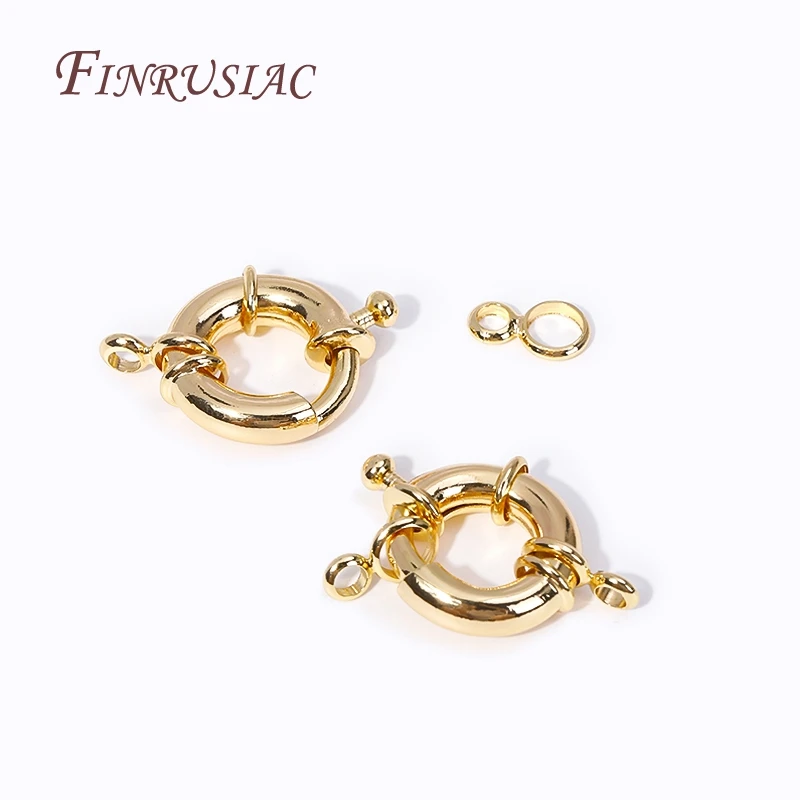 14k Gold Plated Brass Metal Jewelry Clasps Fasteners DIY Handmade Necklace Accessories 9/11.5/15MM Carabiner Spring Ring Clasps
