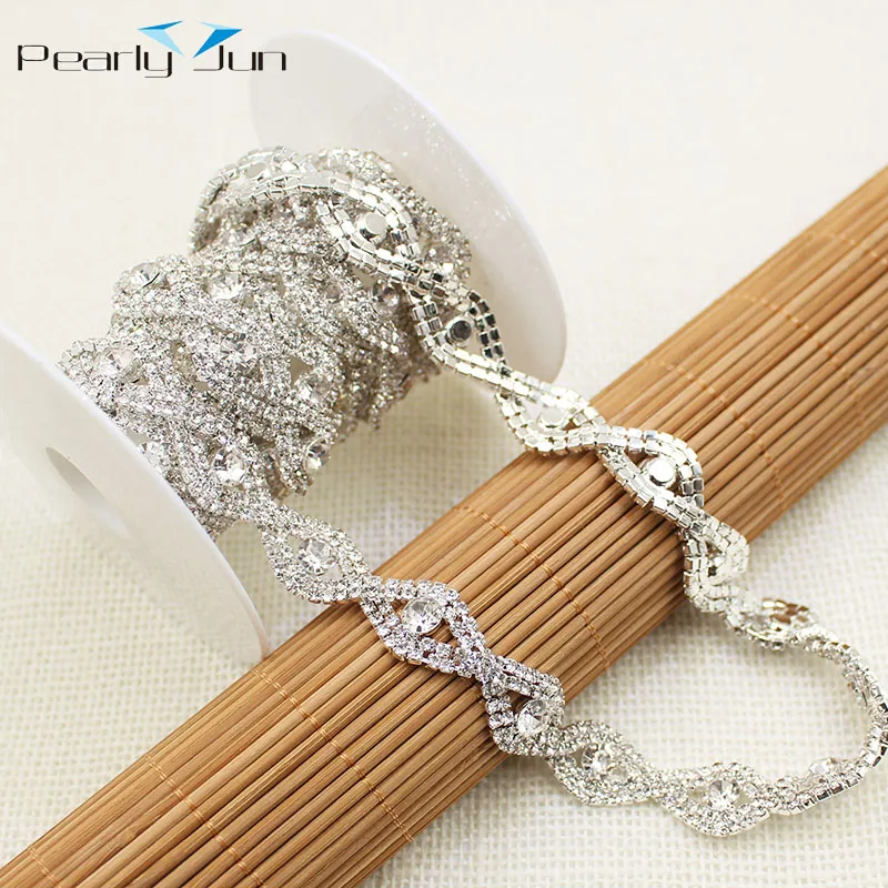 1/5 Yards 1.5cm Cross Braided Diamond Chain Rhinestone Trim Used For Dress Skirt Shoes Hat Webbing DIY Sewing Accessories ML039