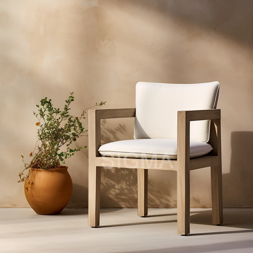 

Sigma Modern Waterproof Fabric Teak Wood Sofa Set for Outdoor Furniture Dining Chairs for Patio Courtyard Villa Park Hotel