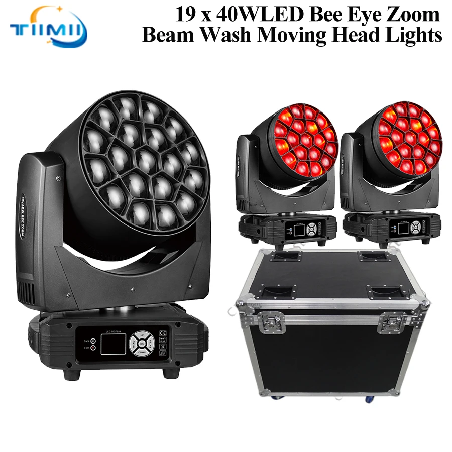 1~10pcs 19x40W Bee Eye Moving Head Rgbw Quad 4In1LED Wash Zoom Moving head light 19x15w Clay Paky bee eye beam Flightcase option