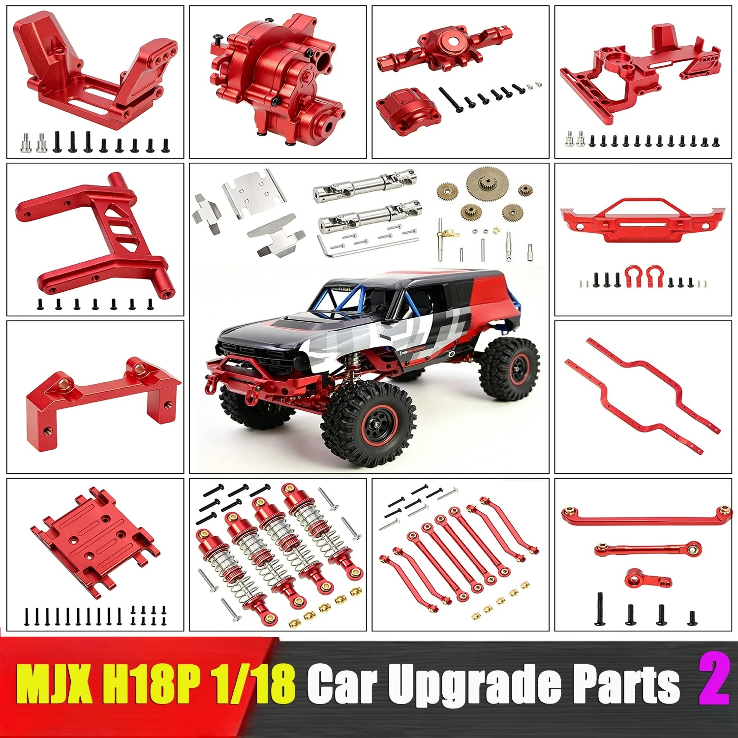 MJX H18P 1/18 RC Remote Control Car Parts Upgrade Girder Pull Rod Shock Absorber Bracket Armor Wave Box Shell Servo Arm Parts 2