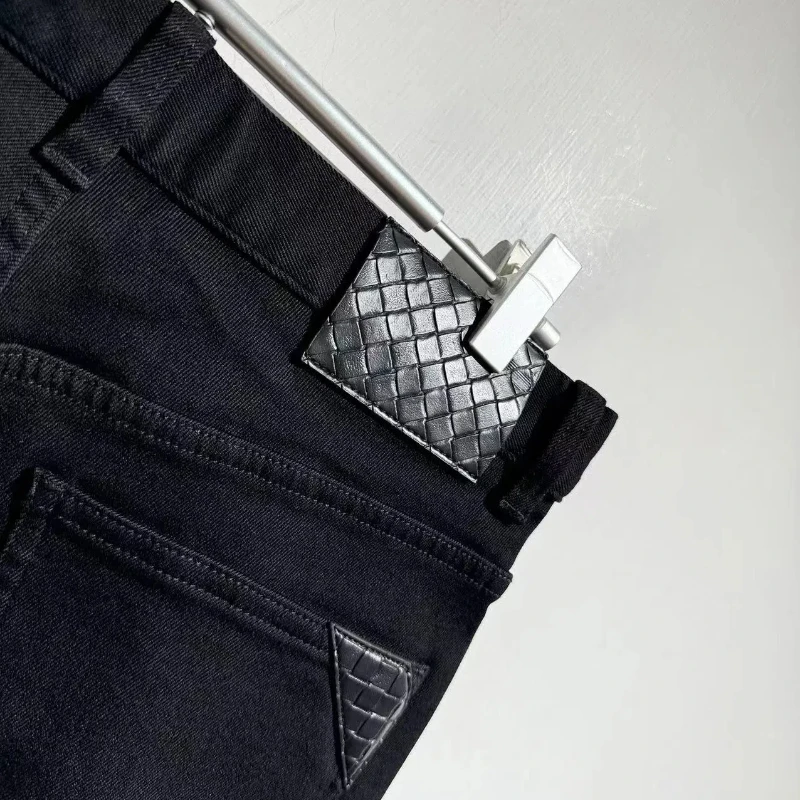 24AW Nieuwe Lederen Comfortabele Warme Tanning Gewatteerde Sterke Stretch Zwarte Koe Mode heren Jeans Man broek baggy jean y2k