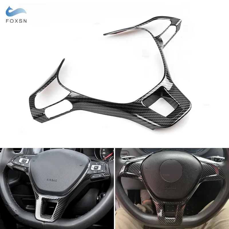 For VW Golf 7 MK7 Passat B8 Sharan New Polo Jetta Tiguan Car Interior Steering Wheel Cover Carbon Texture/Chrome Accessory Trim