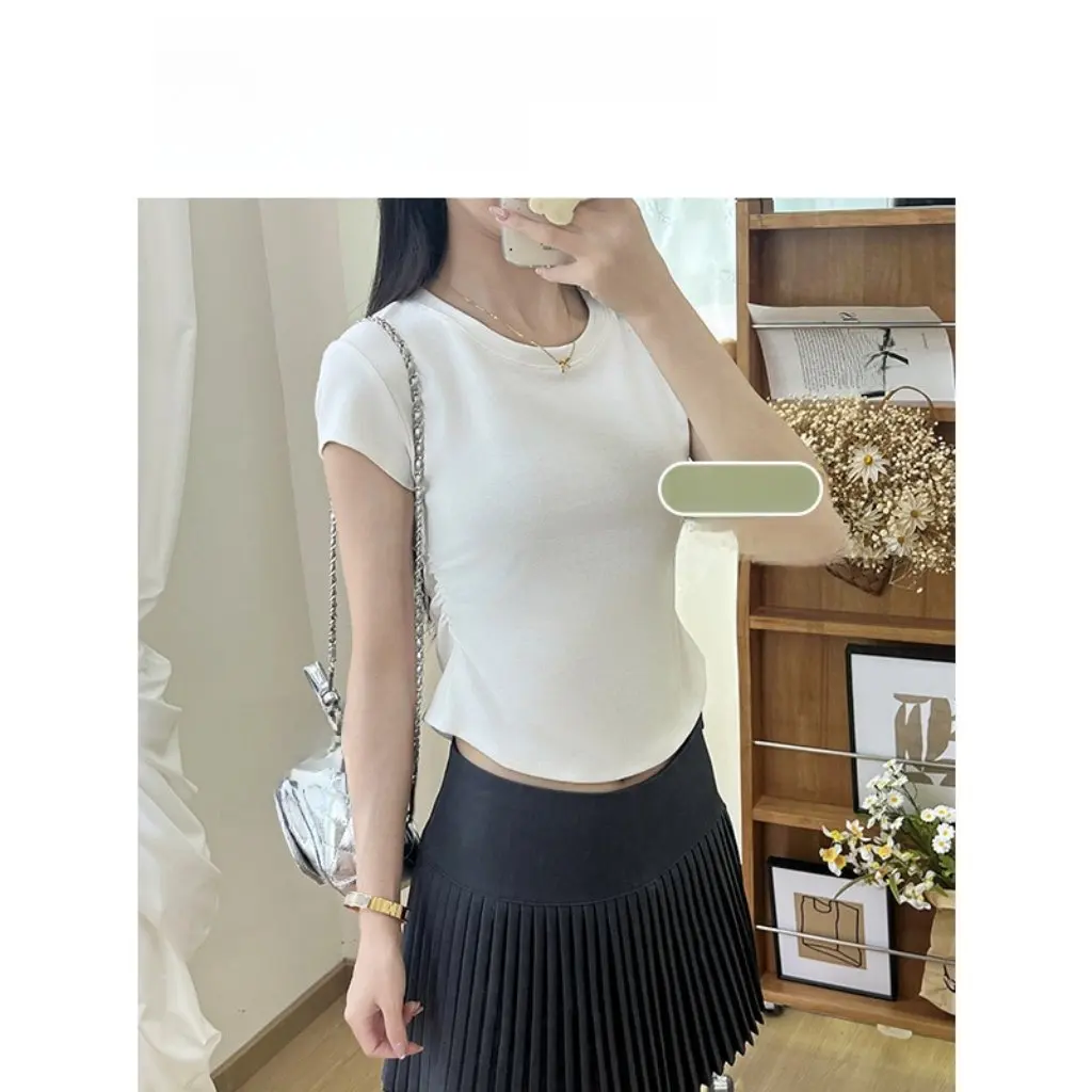

Women's Slim Fit Short Sleeve T-Shirt H595-593 Right Shoulder Summer Style Top Design Sexy Casual Wear