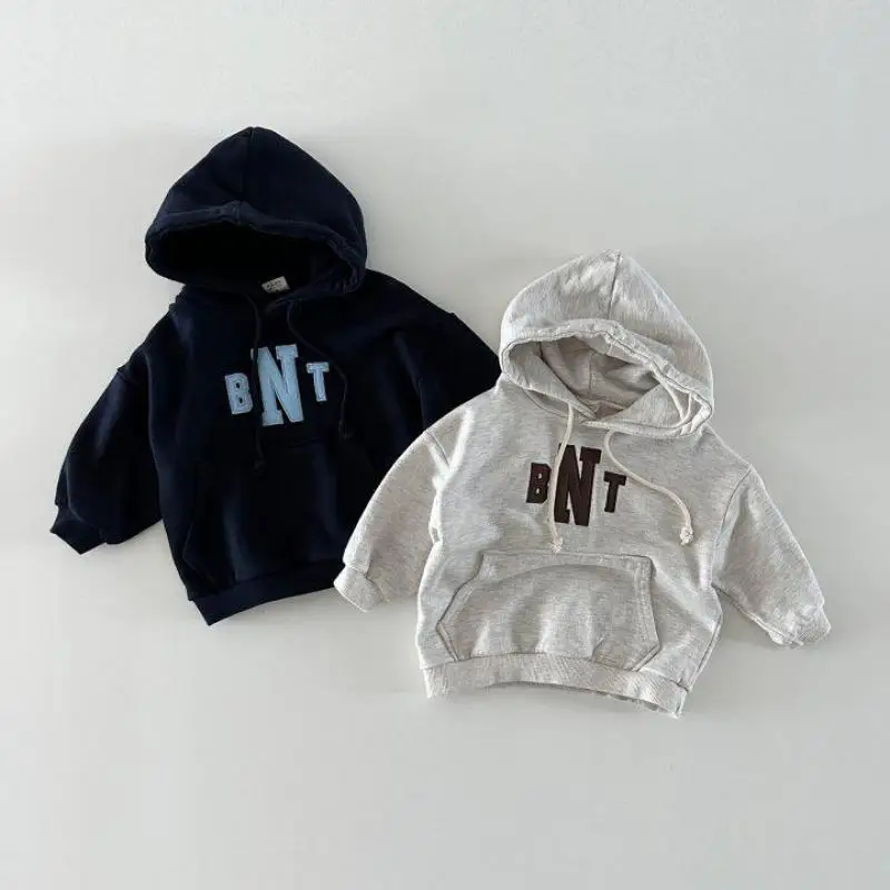 2026 Autumn New Children Long Sleeve Hoodie Cotton Children Letter Sweatshirt Boys Girls Casual Hooded Tops Infant Sweatshirt