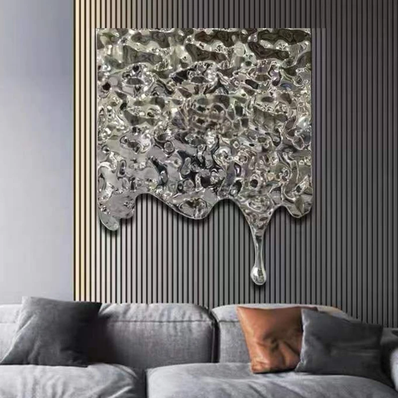 Modern Wall Accents Home Design Metal Ornament Minimalist Elegant Interior House Wall Decoration Living Room Stainless Steel