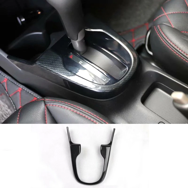 For Honda FIT 2014-2018 Car Gear Shift Panel Decoration Frame Bezel Car Styling Accessories ABS Carbon Fiber Style