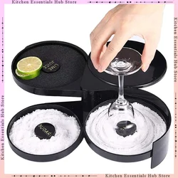 3-Tier Salt Rimmer Margarita and Cocktail Rimmer Set Foldable Portable Salt and Sugar Rimming Spice Container Bar Accessories