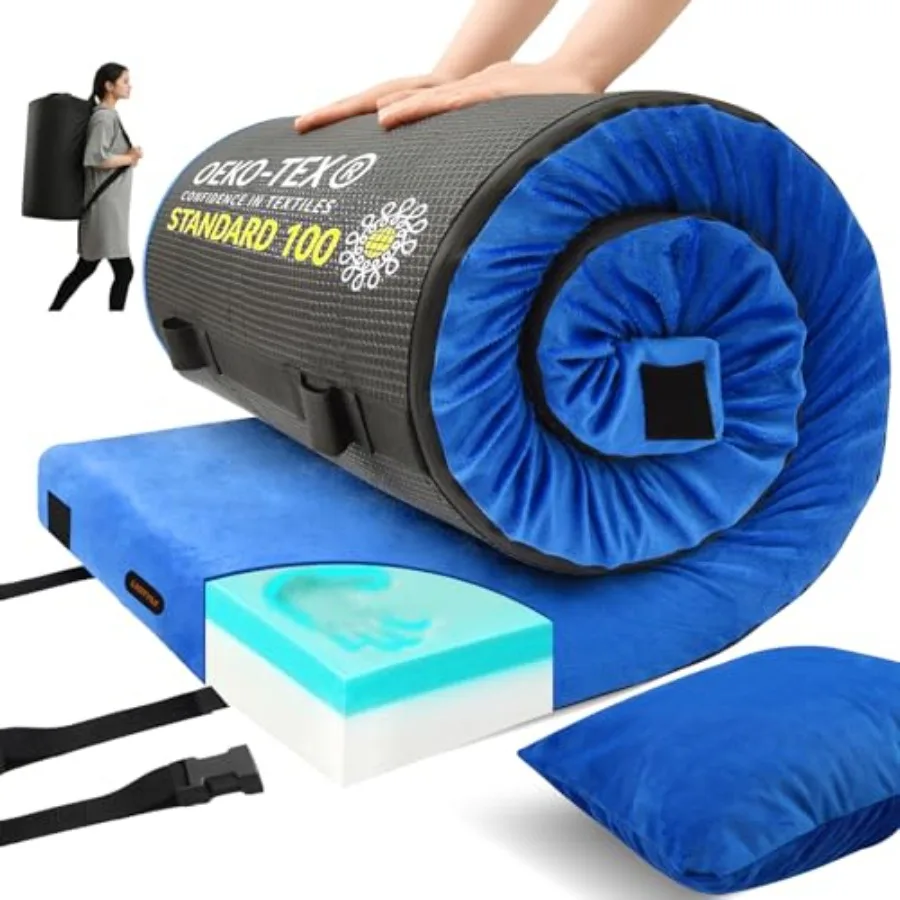 

Memory Foam Camping Mattress pad Comfortable Thick Floor Sleeping Mat for Adults with Waterproof and Non-Slip Bottom Portable R