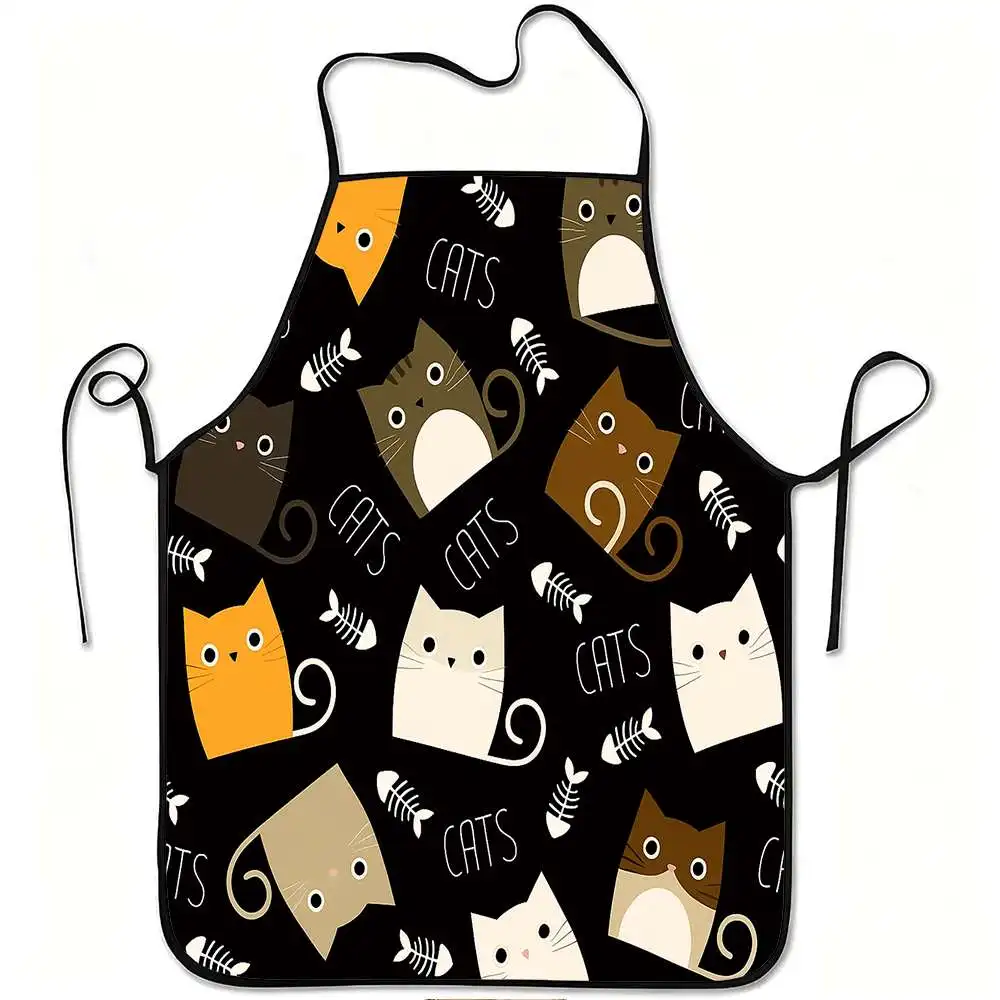 

1 Piece of Fun Cartoon-Themed Apron, Cute Cat and Fishbone Retro Design, Unisex, Perfect for Crafts, Baking, Painting, Kitchen and Household Cleaning, Home Cooking, Chef, Waiter, Cafe, and Barbecue Restaurant Aprons, 21.7× 28.7inch , Perfect Holiday Gift 