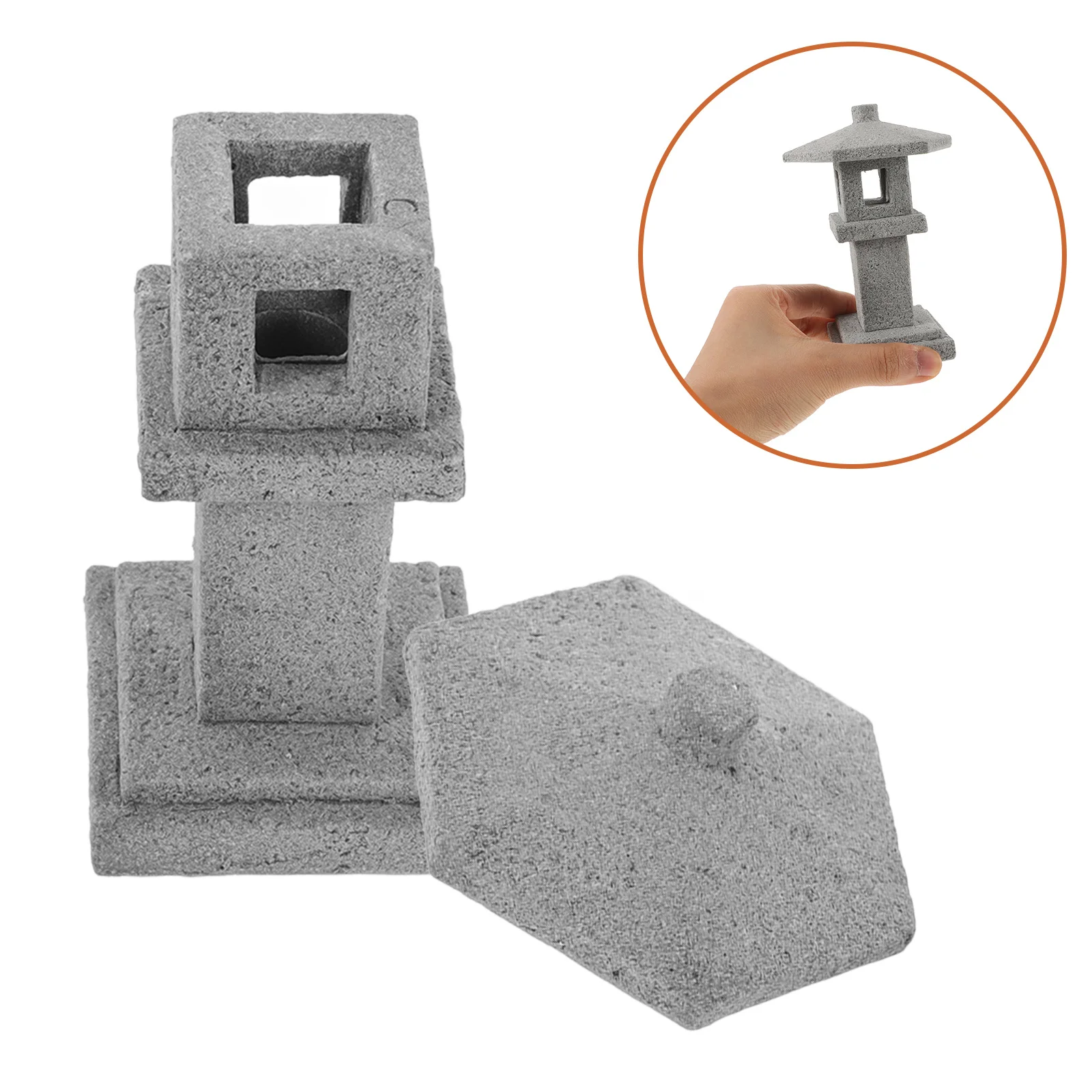 

1pcs Mini Stone Lantern Pavilion Statue For Micro Landscape Bonsai Yard Garden Decor Tabletop Ornament Simulation Pavilion