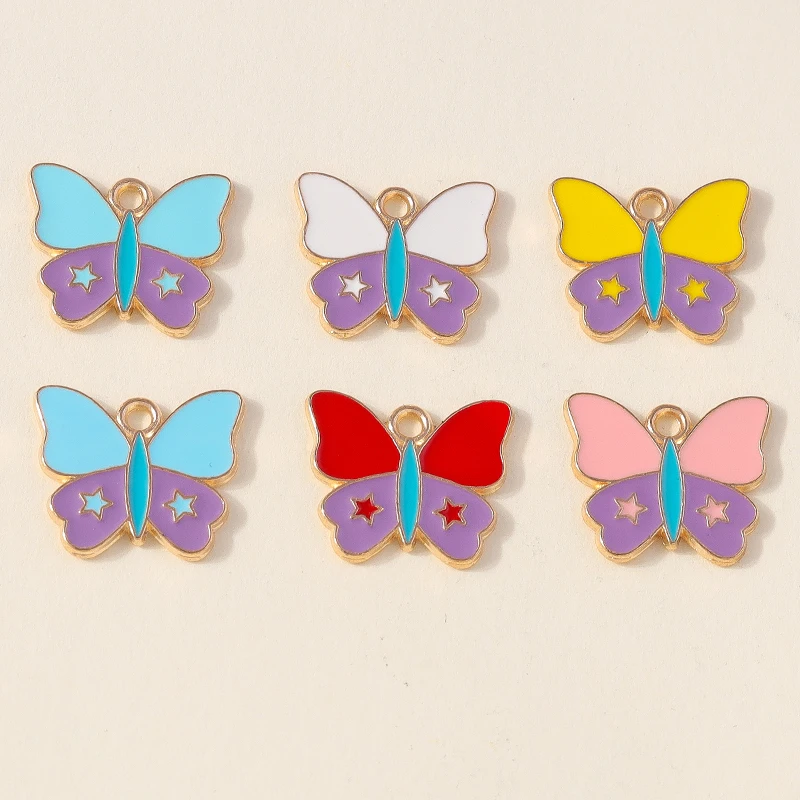 10 Stück niedliche bunte Emaille-Anhänger mit fliegenden Schmetterlingen für die Herstellung von Halsketten, Ohrringen, Armbändern, DIY-Bastelarbeiten, Schmuckzubehör – Detail 8