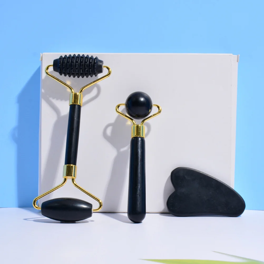 

2Pcs Obsidian Facial Massagers Premium Body Face Roller Tools Smooth Portable Scrapping Plate for Home Beauty Salon Use