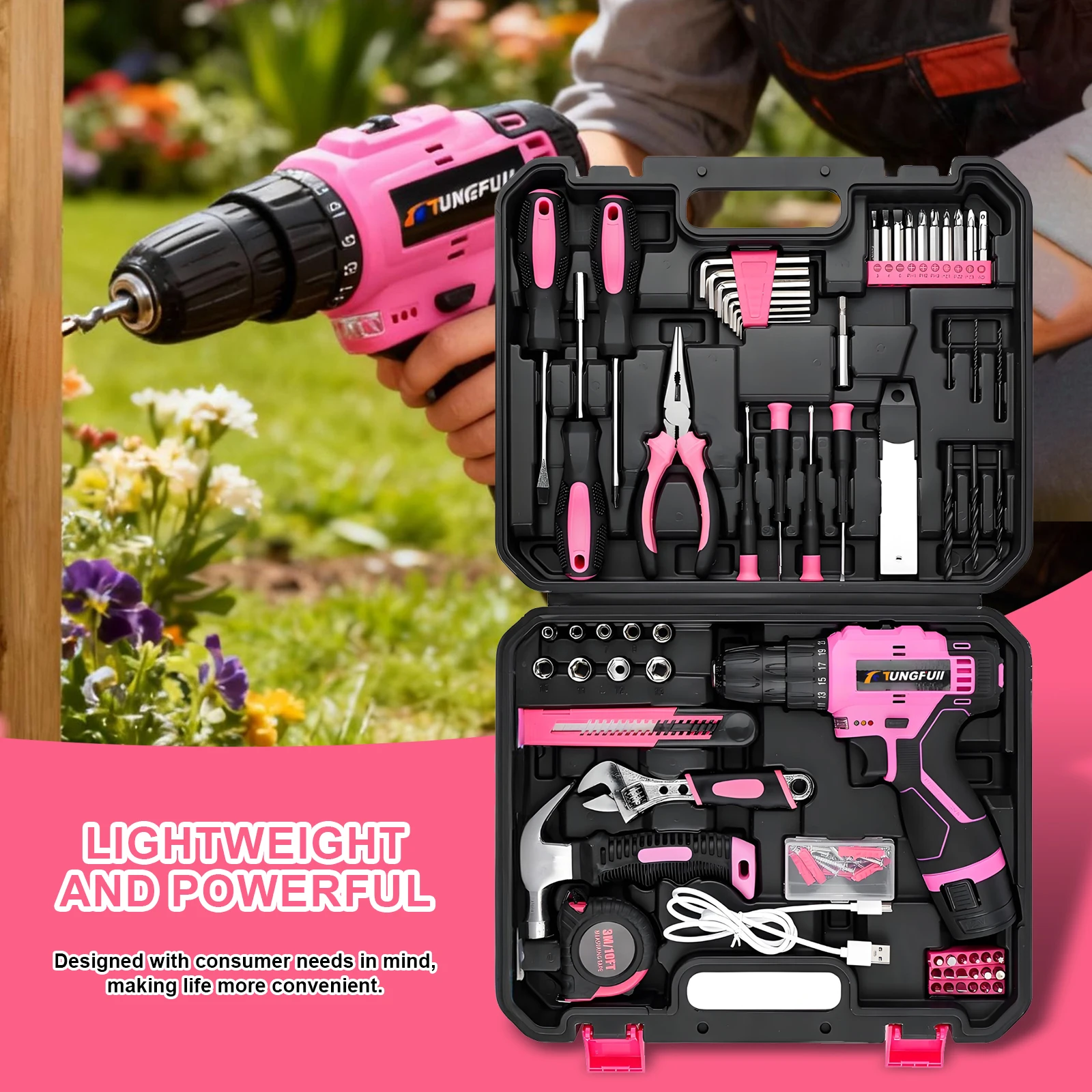 

Cordless Drill Driver Kit Power Drill Driver Screwdriver Drill Set with Accessories Home Decor Kit for Wood/Metal