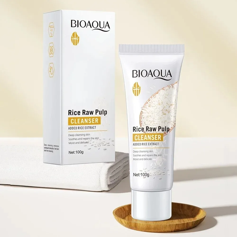 Bioaqua Rice Raw Pulp Facial Cleanser Face Wash Foam Skincare Moisturizing Skinbrightening Rejuvenation Face Cleanser Skin Care