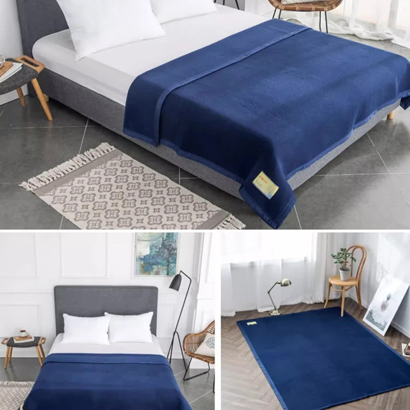 1.5*2m Wool Blankets Warm Comforter Blue 60% Wool Blanket For Winter Spring Autumn Adult Children Camping Sofa Dormitory Bedding