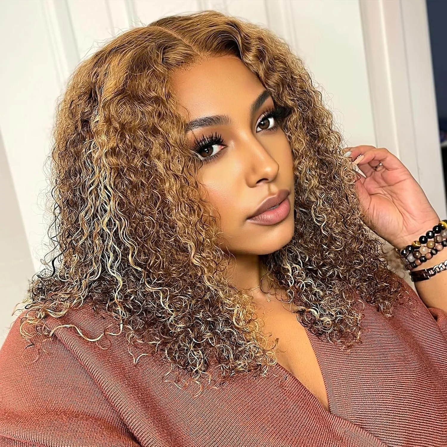 13x4 موجة عميقة مجعد الدانتيل الجبهة الباروكات للنساء 4/27 تسليط الضوء على الدانتيل الجبهة الباروكات شعر الإنسان غلويليس قصيرة بوب شعر مستعار قبل قطعها مع #3