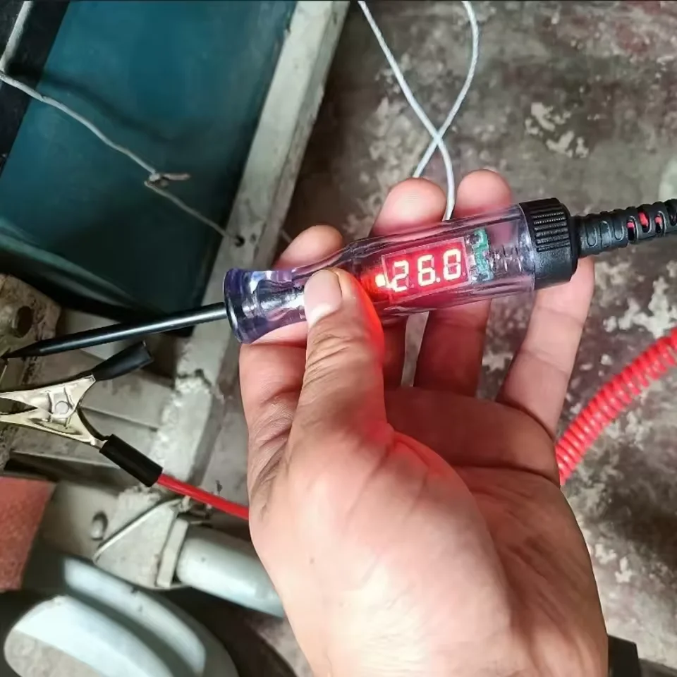 Auto Truck Voltage Circuit Tester 6V 12V 24V DC Digital Display Long Probe Pen Light Bulb Automobile Diagnostic Tool Auto Repair