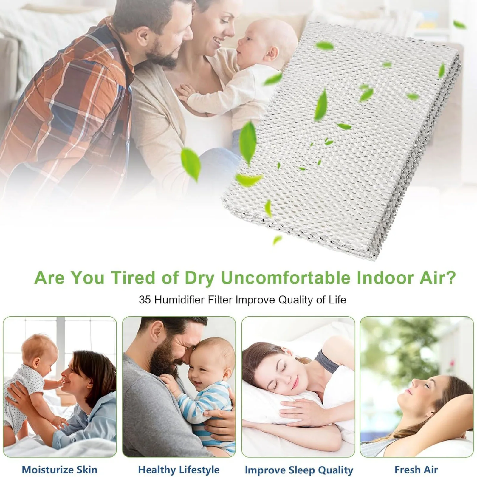 2 filtros humidificadores de panel de agua 35 para Totaline P110-LBP2217, Honeywell HE260 HE360, Lennox WB217 WP218, y Carrier (repuesto)