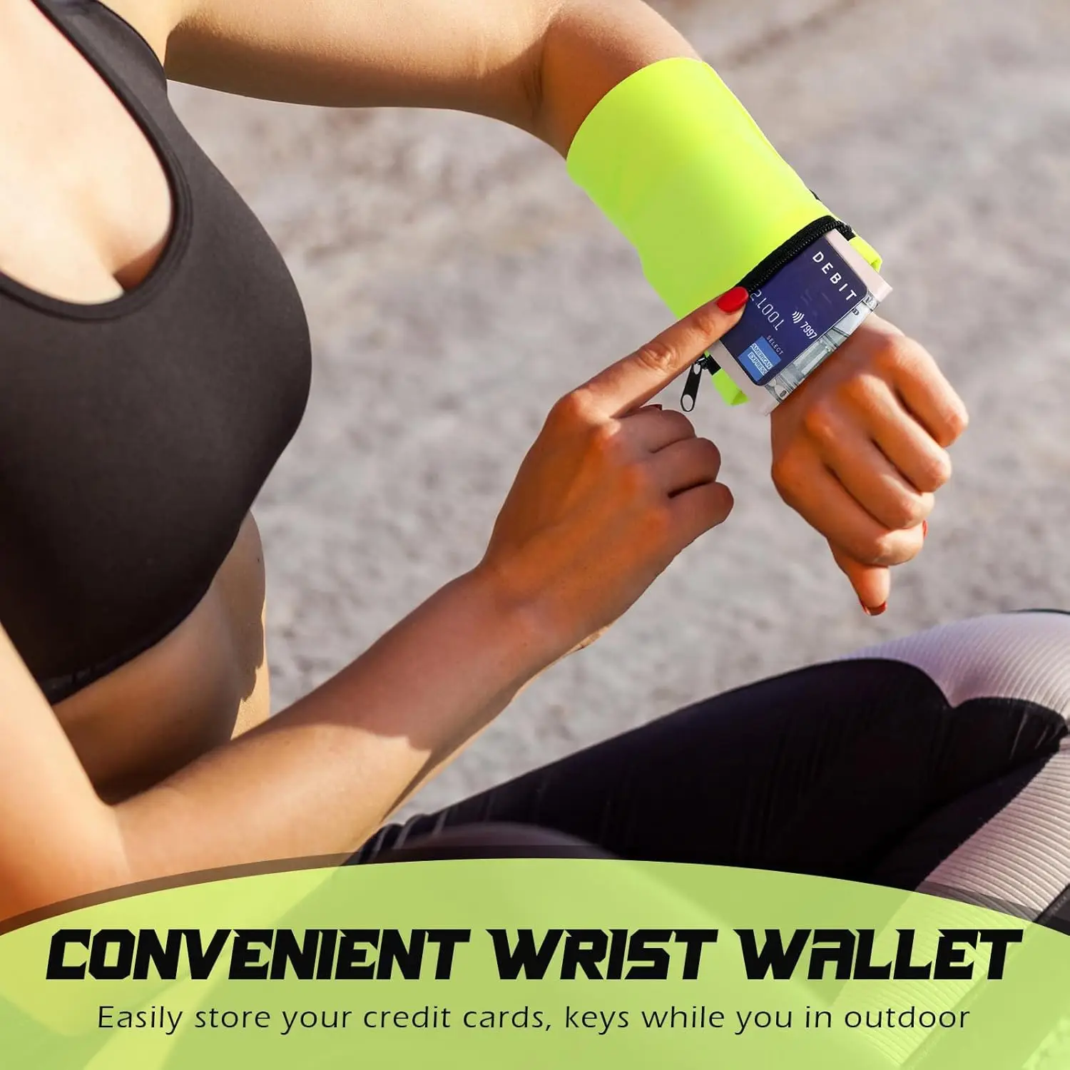 محفظة معصم بسحاب للنساء والرجال، محفظة معصم للجري، محفظة معصم للمشي لمسافات طويلة والركض والسفر #4