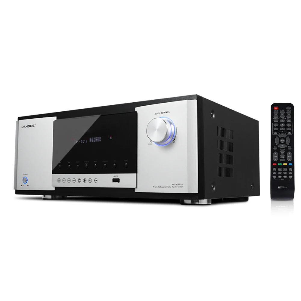 HD-806PLUS 7.1CH AV Receiver 8K DTS HD 8 Channel Home Theater KTV Karaoke Amplifier  Optical Metal OEM Wholesale