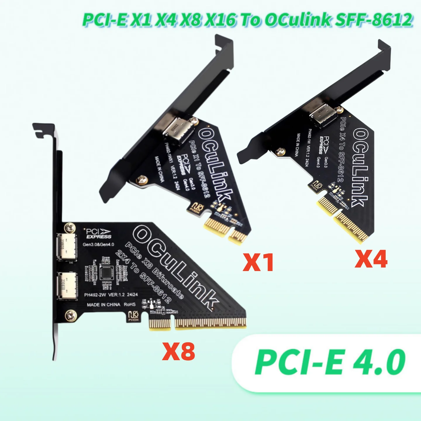 

2025 НОВАЯ внешняя видеокарта Внешняя U.2 PCIe 4.0 X1 X4 X8 X16 Сплит 4-портовая карта расширения SFF8611 и 8612 Oculink