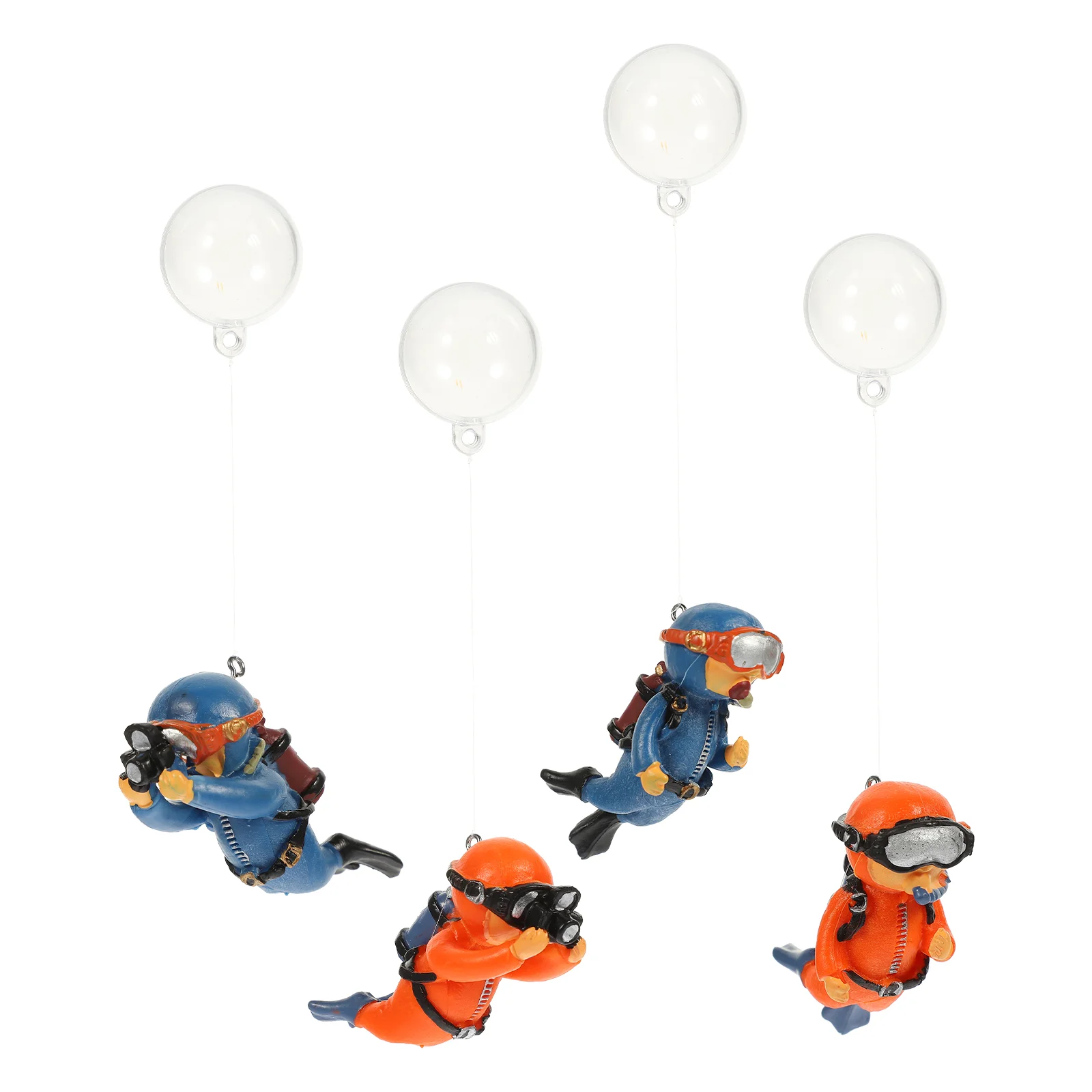 4 Pcs Fish Tank Landscaping Ornaments Household Diver Figure Delicate Kawaii Floating Lovely Aquarium Decor Pvc Office