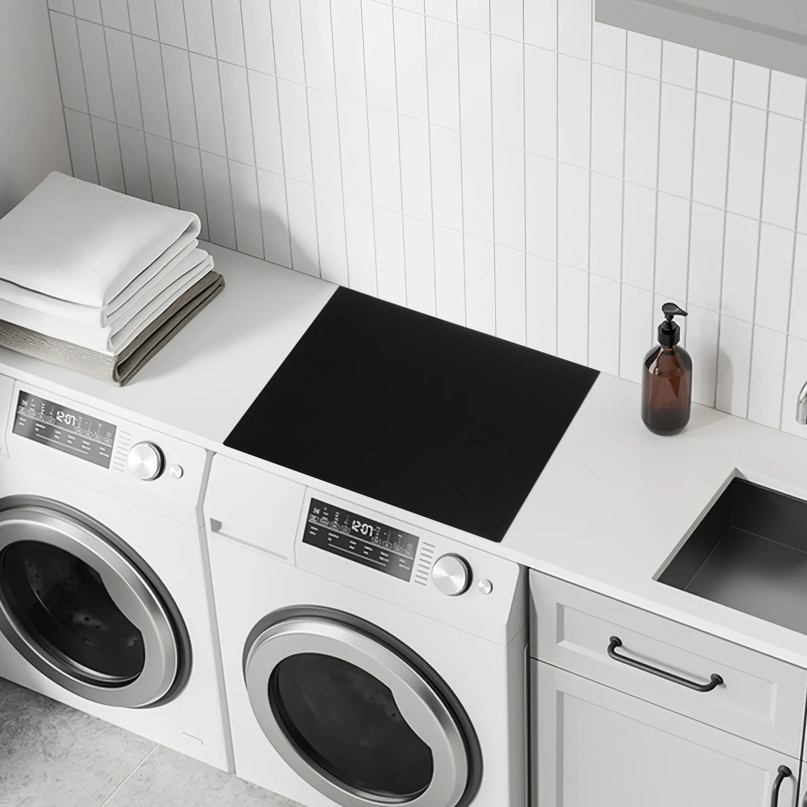 

Washing Machine Dust Cover Top Protector Mat Nonslip Absorbent Material Simple Design Versatile Use Suitable For Most Front