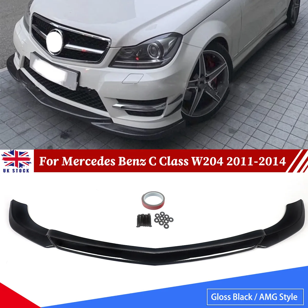 

Front Spoiler Splitter Lip Black For 11-14 Mercedes Benz W204 C200 C300 C350 Front Bumper Splitter Lip Diffuser Body Kit Spoiler
