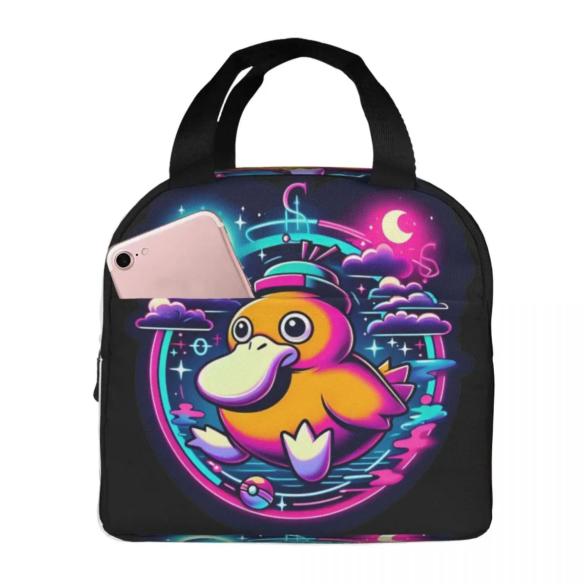 Ducky Night Pokemon Psyducks Lunch Bag Aesthetic Lunch Box Picnic Convenient Tote Food Bags Print Cooler Bag