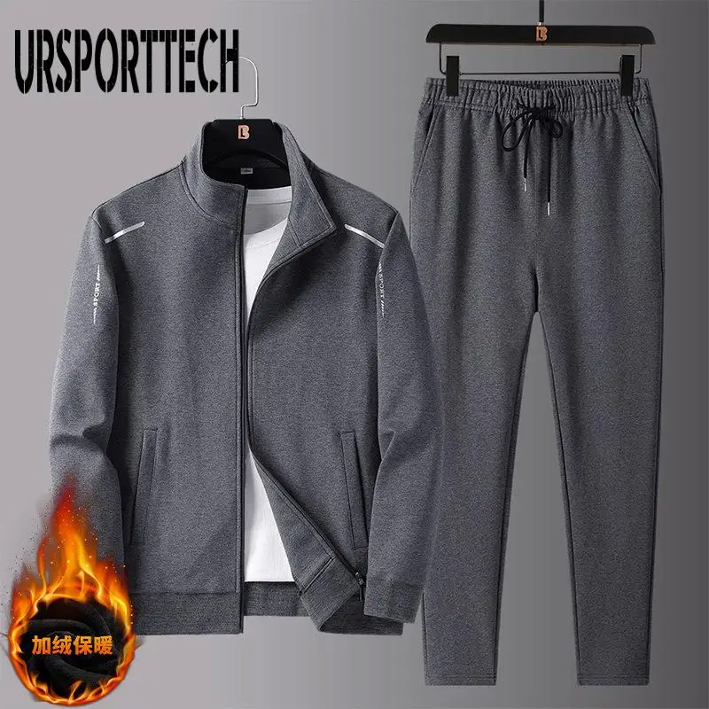 Winter Tracksuit Men Sets 2&3 Pieces Velvet Thick Men Sportswear Suit Outfits Zipper Coat+ Pants Joggers Sets Men Clothing